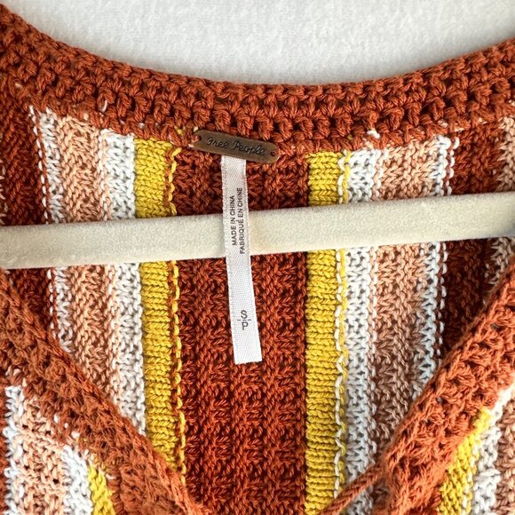 ❌SOLD❌ Free People Sunset Lollipop Womens Size Small Orange Brown Striped Boho - Picture 2 of 12